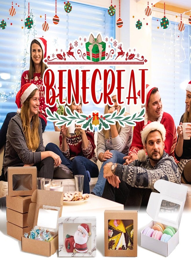 BENECREAT 30 Packs 2.5x2.5x1.2inch Square Brown Kraft Paper Boxes Gift Candy Boxes with Clear Window for Wedding Party Favor Treats, Bakery and Jewelry, Festival Gift Packaging - Image 4